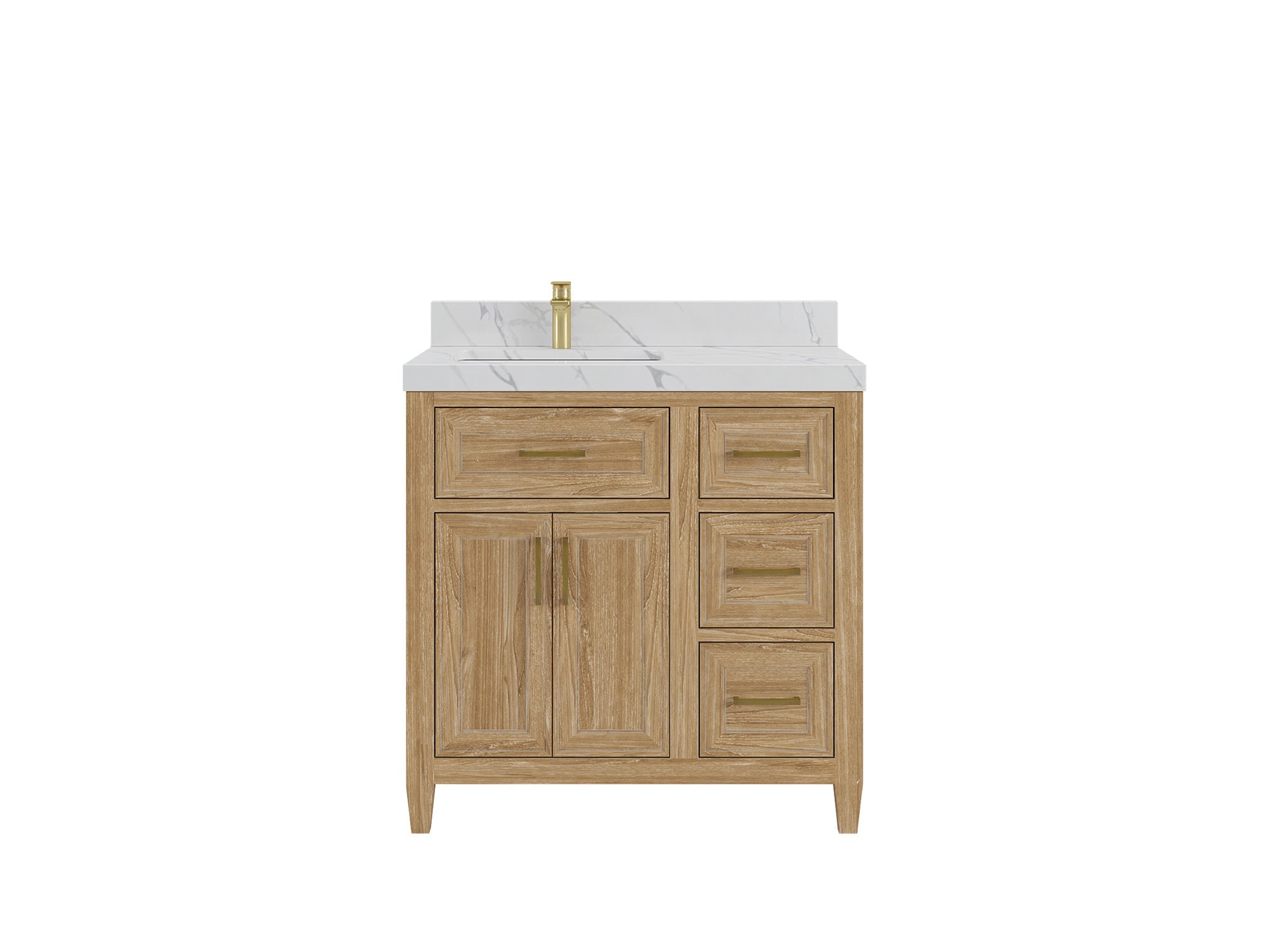 Santa Monica Teak Wood 36 in. W x 22 in. D Left Offset Sink Bathroom Vanity - Willow Bath and Vanity