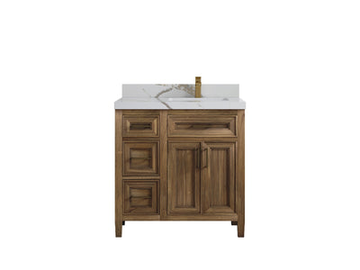 Santa Monica Teak Wood 36 in. W x 22 in. D Right Offset Sink Bathroom Vanity - Willow Bath and Vanity