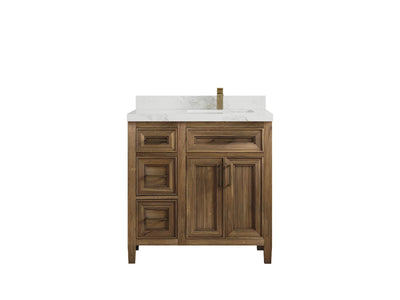 Santa Monica Teak Wood 36 in. W x 22 in. D Right Offset Sink Bathroom Vanity - Willow Bath and Vanity