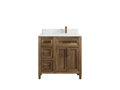 Santa Monica Teak Wood 36 in. W x 22 in. D Right Offset Sink Bathroom Vanity - photo 30