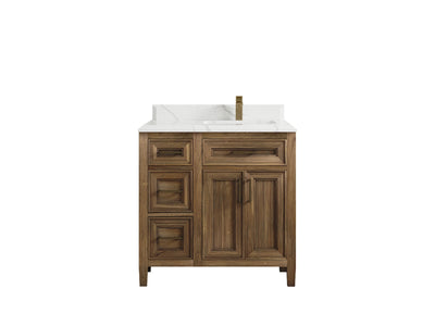 Santa Monica Teak Wood 36 in. W x 22 in. D Right Offset Sink Bathroom Vanity - Willow Bath and Vanity