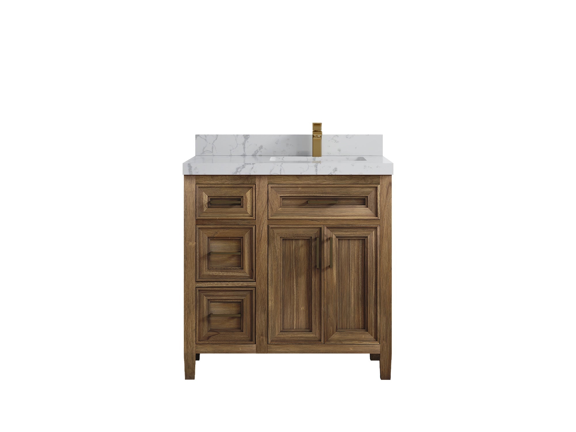 Santa Monica Teak Wood 36 in. W x 22 in. D Right Offset Sink Bathroom Vanity - Willow Bath and Vanity