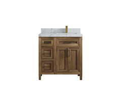 Santa Monica Teak Wood 36 in. W x 22 in. D Right Offset Sink Bathroom Vanity - photo 26
