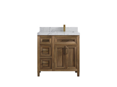 Santa Monica Teak Wood 36 in. W x 22 in. D Right Offset Sink Bathroom Vanity - Willow Bath and Vanity