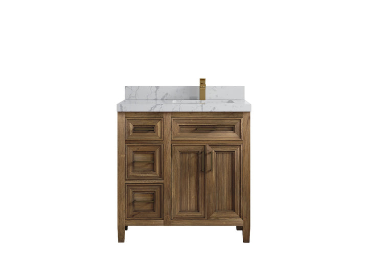 Santa Monica Teak Wood 36 in. W x 22 in. D Right Offset Sink Bathroom Vanity - photo 26