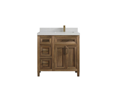 Santa Monica Teak Wood 36 in. W x 22 in. D Right Offset Sink Bathroom Vanity - Willow Bath and Vanity