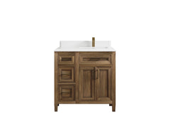 Santa Monica Teak Wood 36 in. W x 22 in. D Right Offset Sink Bathroom Vanity - photo 34