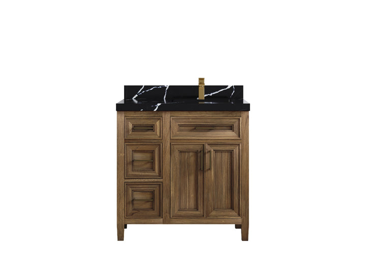 Santa Monica Teak Wood 36 in. W x 22 in. D Right Offset Sink Bathroom Vanity - photo 10