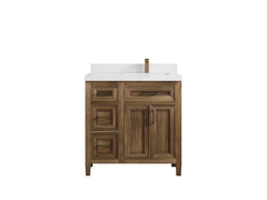 Santa Monica Teak Wood 36 in. W x 22 in. D Right Offset Sink Bathroom Vanity - photo 42