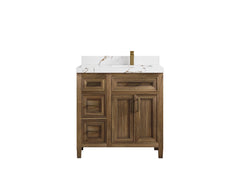 Santa Monica Teak Wood 36 in. W x 22 in. D Right Offset Sink Bathroom Vanity - photo 14