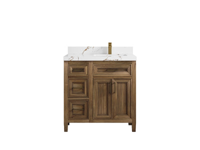 Santa Monica Teak Wood 36 in. W x 22 in. D Right Offset Sink Bathroom Vanity - Willow Bath and Vanity