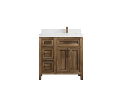 Santa Monica Teak Wood 36 in. W x 22 in. D Right Offset Sink Bathroom Vanity - Willow Bath and Vanity