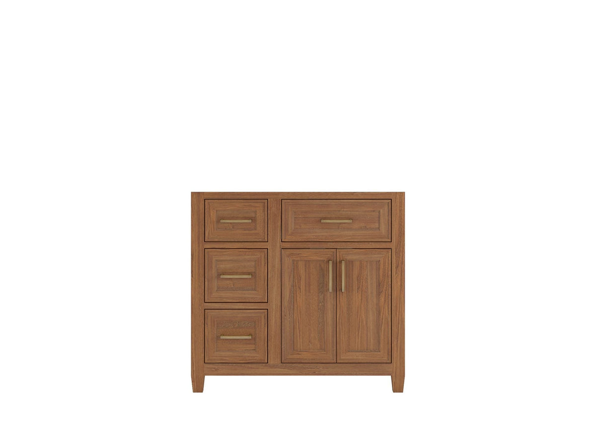 Santa Monica Teak Wood 36 in. W x 22 in. D Right Offset Sink Bathroom Vanity - Willow Bath and Vanity