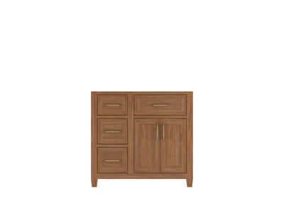 Santa Monica Teak Wood 36 in. W x 22 in. D Right Offset Sink Bathroom Vanity - Willow Bath and Vanity