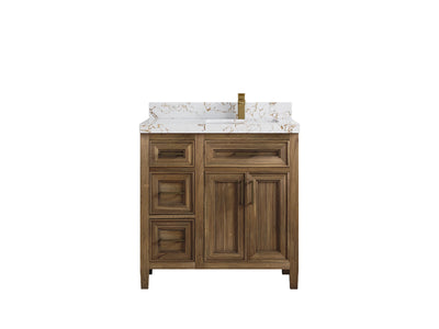 Santa Monica Teak Wood 36 in. W x 22 in. D Right Offset Sink Bathroom Vanity - Willow Bath and Vanity