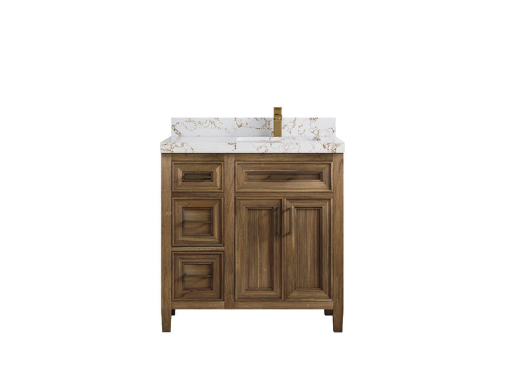 Santa Monica Teak Wood 36 in. W x 22 in. D Right Offset Sink Bathroom Vanity - photo 16