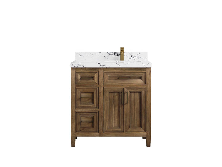 Santa Monica Teak Wood 36 in. W x 22 in. D Right Offset Sink Bathroom Vanity - photo 18