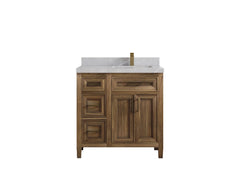 Santa Monica Teak Wood 36 in. W x 22 in. D Right Offset Sink Bathroom Vanity - photo 38