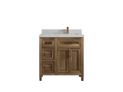 Santa Monica Teak Wood 36 in. W x 22 in. D Right Offset Sink Bathroom Vanity - Willow Bath and Vanity