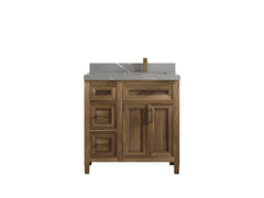 Santa Monica Teak Wood 36 in. W x 22 in. D Right Offset Sink Bathroom Vanity - photo 40