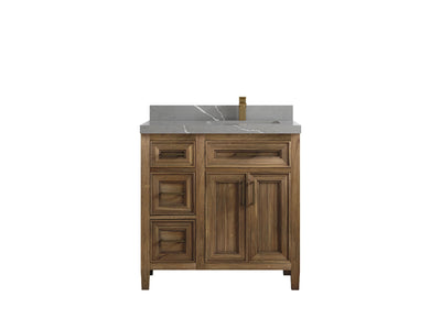 Santa Monica Teak Wood 36 in. W x 22 in. D Right Offset Sink Bathroom Vanity - Willow Bath and Vanity