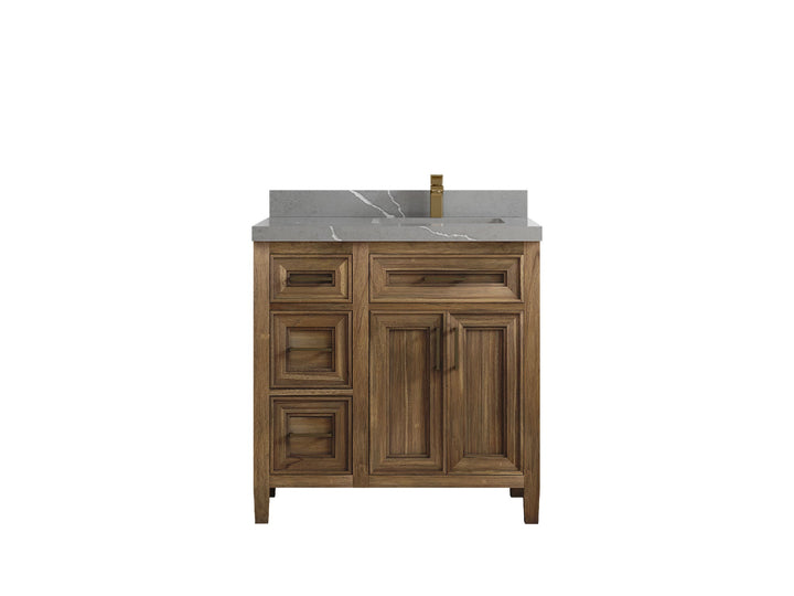 Santa Monica Teak Wood 36 in. W x 22 in. D Right Offset Sink Bathroom Vanity - photo 40