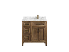 Santa Monica Teak Wood 36 in. W x 22 in. D Right Offset Sink Bathroom Vanity - photo 24