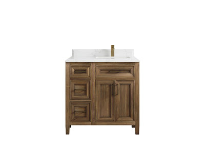 Santa Monica Teak Wood 36 in. W x 22 in. D Right Offset Sink Bathroom Vanity - Willow Bath and Vanity