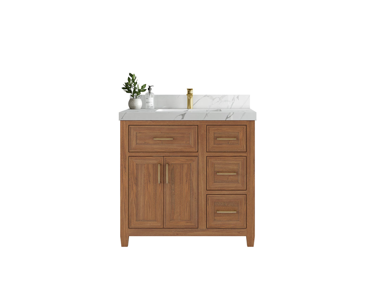 Santa Monica Teak Wood 36 in. W x 22 in. D Single Sink Bathroom Vanity - Willow Bath and Vanity