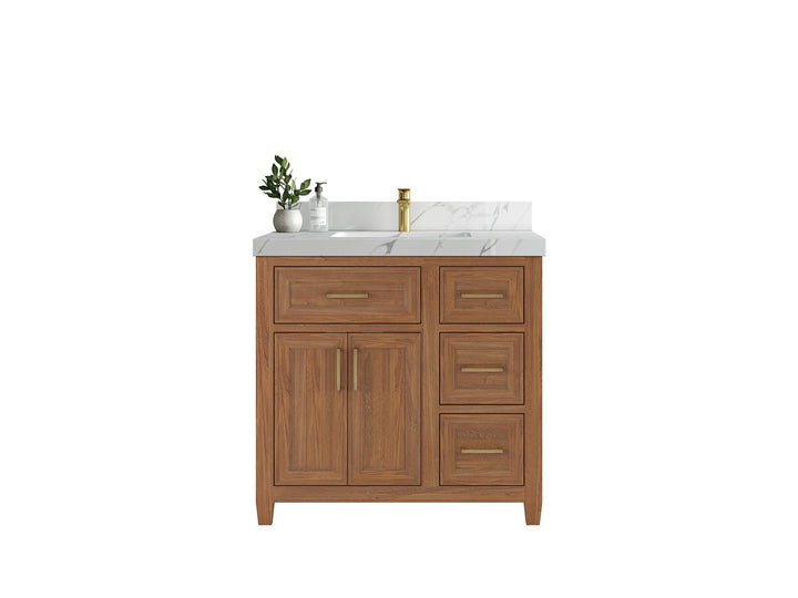 Santa Monica Teak Wood 36 in. W x 22 in. D Single Sink Bathroom Vanity - photo 1