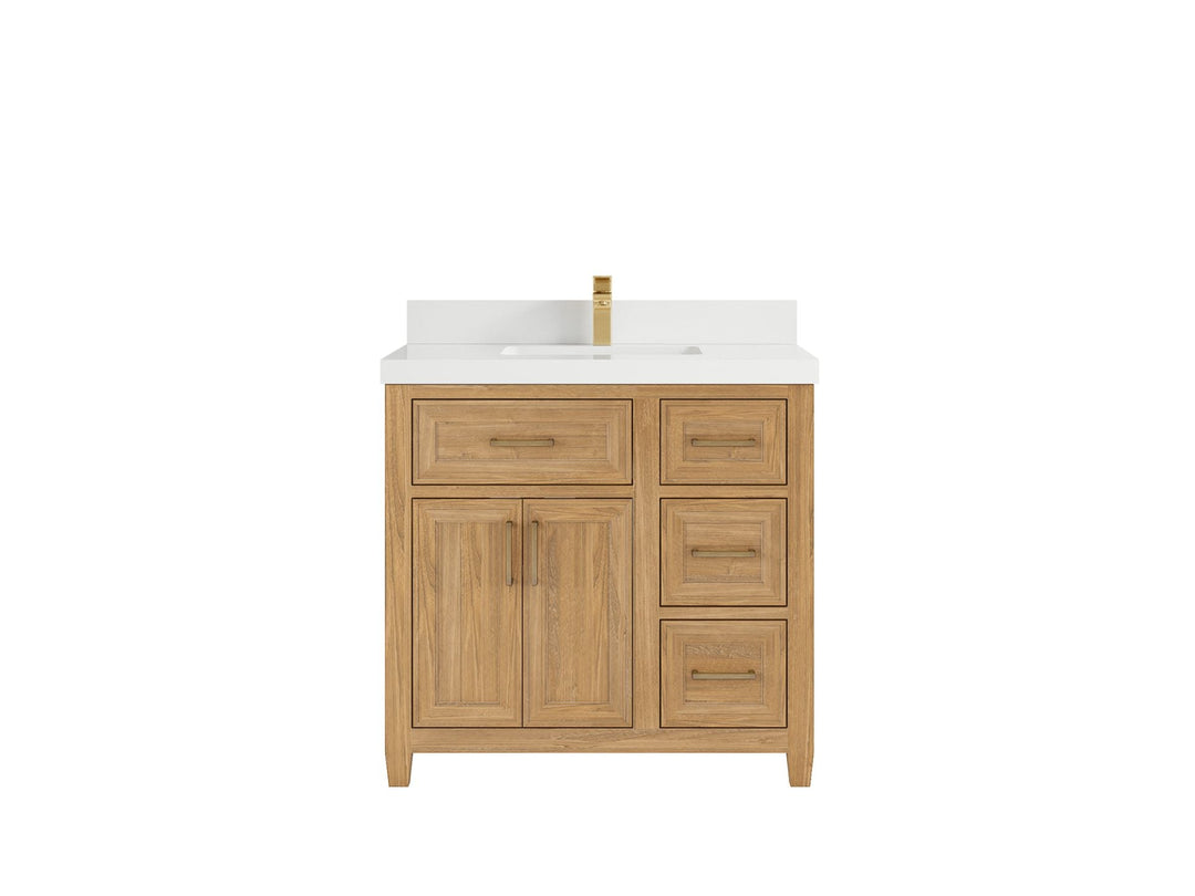 Santa Monica Teak Wood 36 in. W x 22 in. D Single Sink Bathroom Vanity - Willow Bath and Vanity