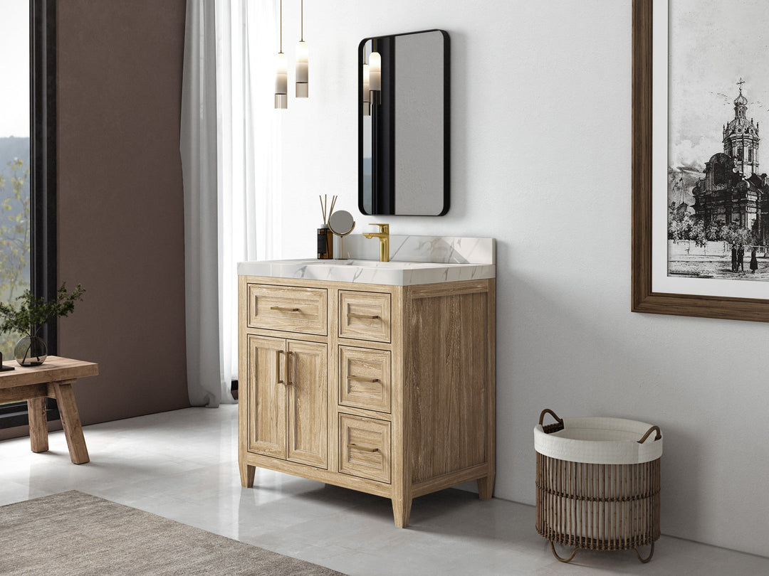 Santa Monica Teak Wood 36 in. W x 22 in. D Single Sink Bathroom Vanity - Willow Bath and Vanity