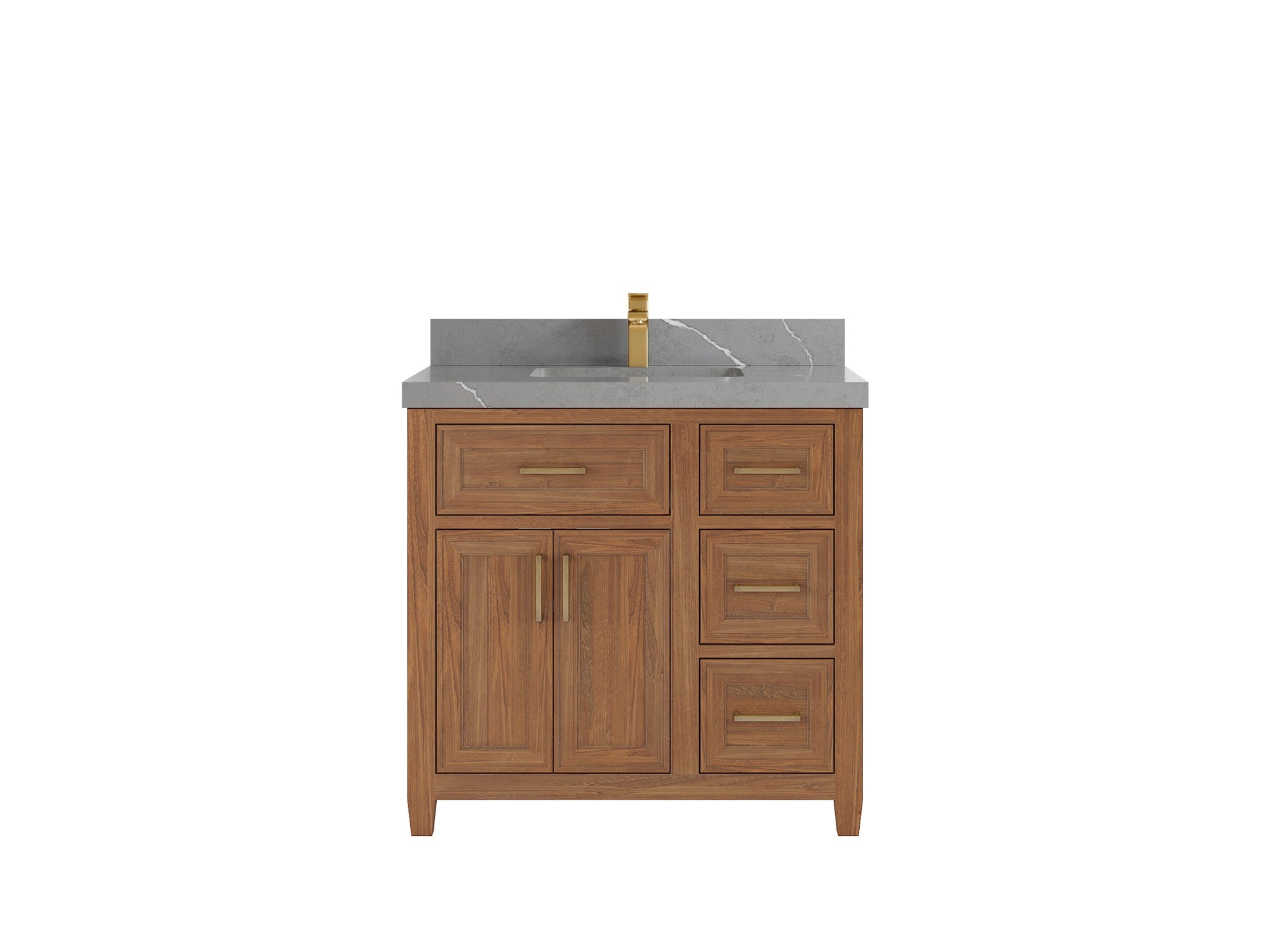 Santa Monica Teak Wood 36 in. W x 22 in. D Single Sink Bathroom Vanity - Willow Bath and Vanity