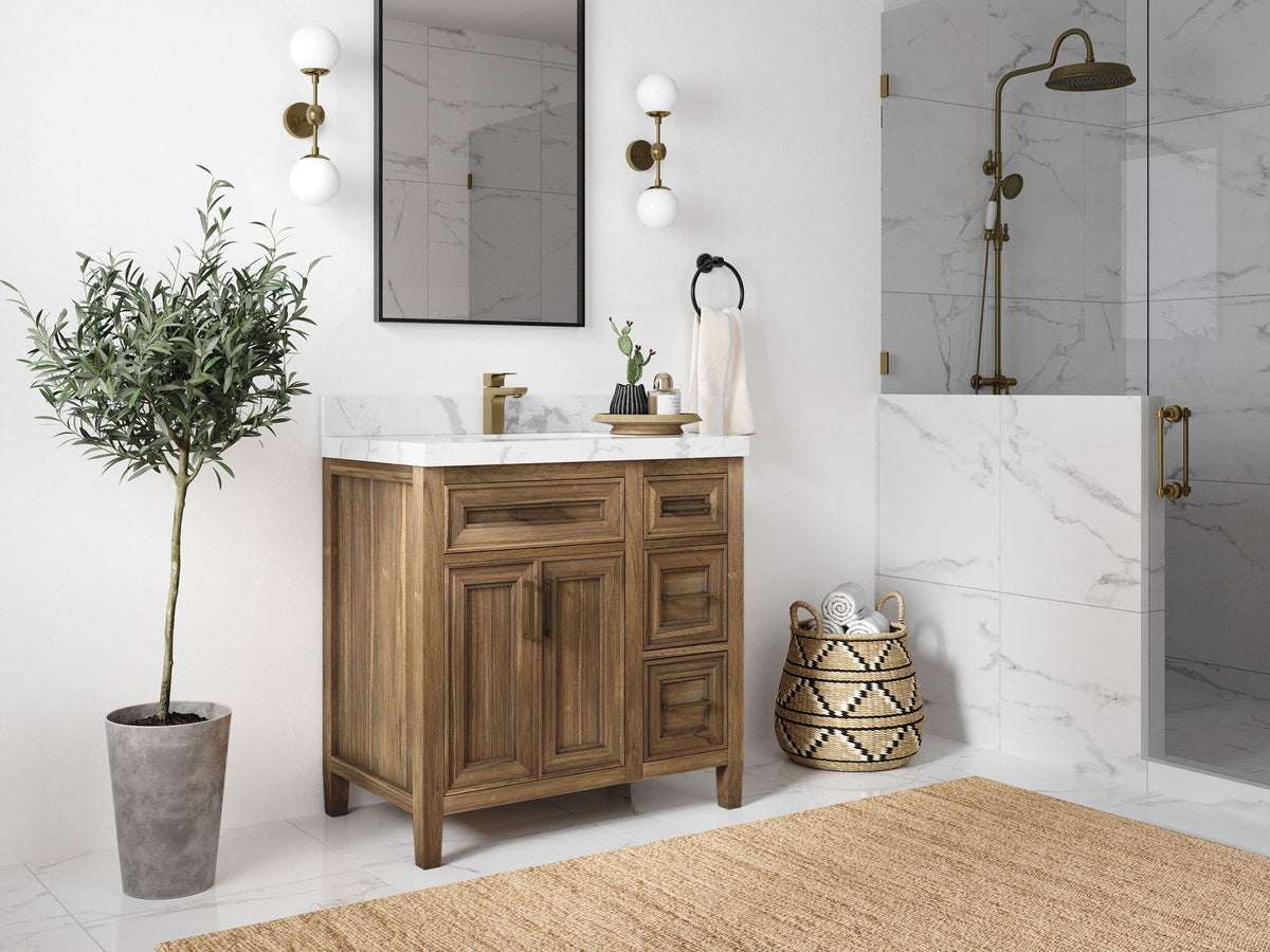 Santa Monica Teak Wood 36 in. W x 22 in. D Single Sink Bathroom Vanity - Willow Bath and Vanity