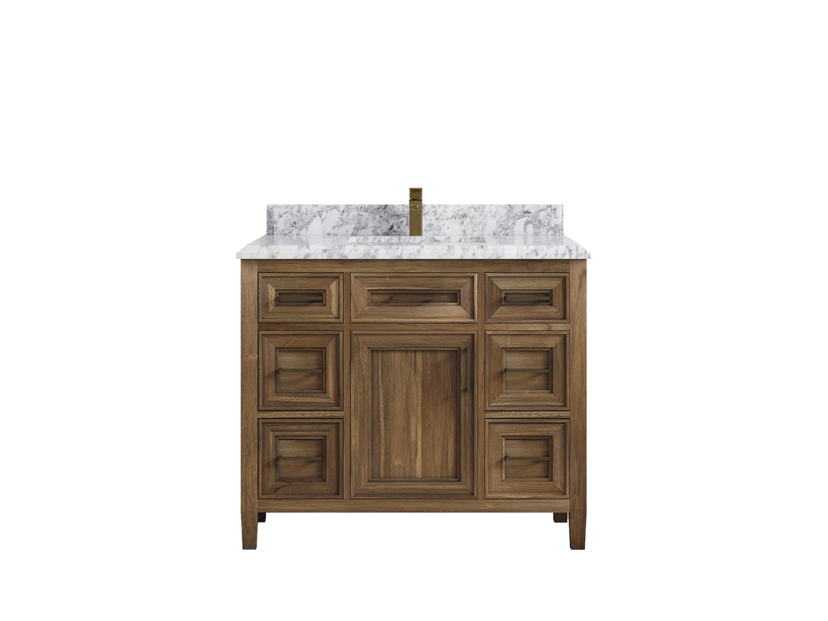 Santa Monica Teak Wood 42 in. W x 22 in. D Single Sink Bathroom Vanity - Willow Bath and Vanity