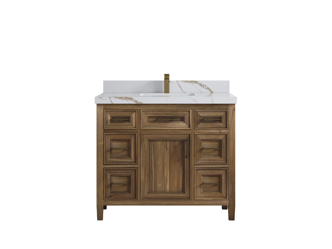 Santa Monica Teak Wood 42 in. W x 22 in. D Single Sink Bathroom Vanity - Willow Bath and Vanity