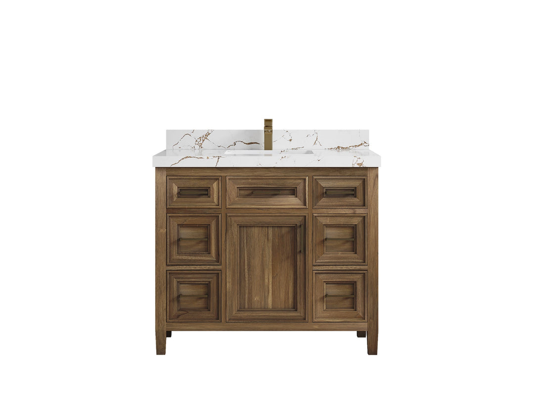 Santa Monica Teak Wood 42 in. W x 22 in. D Single Sink Bathroom Vanity - Willow Bath and Vanity