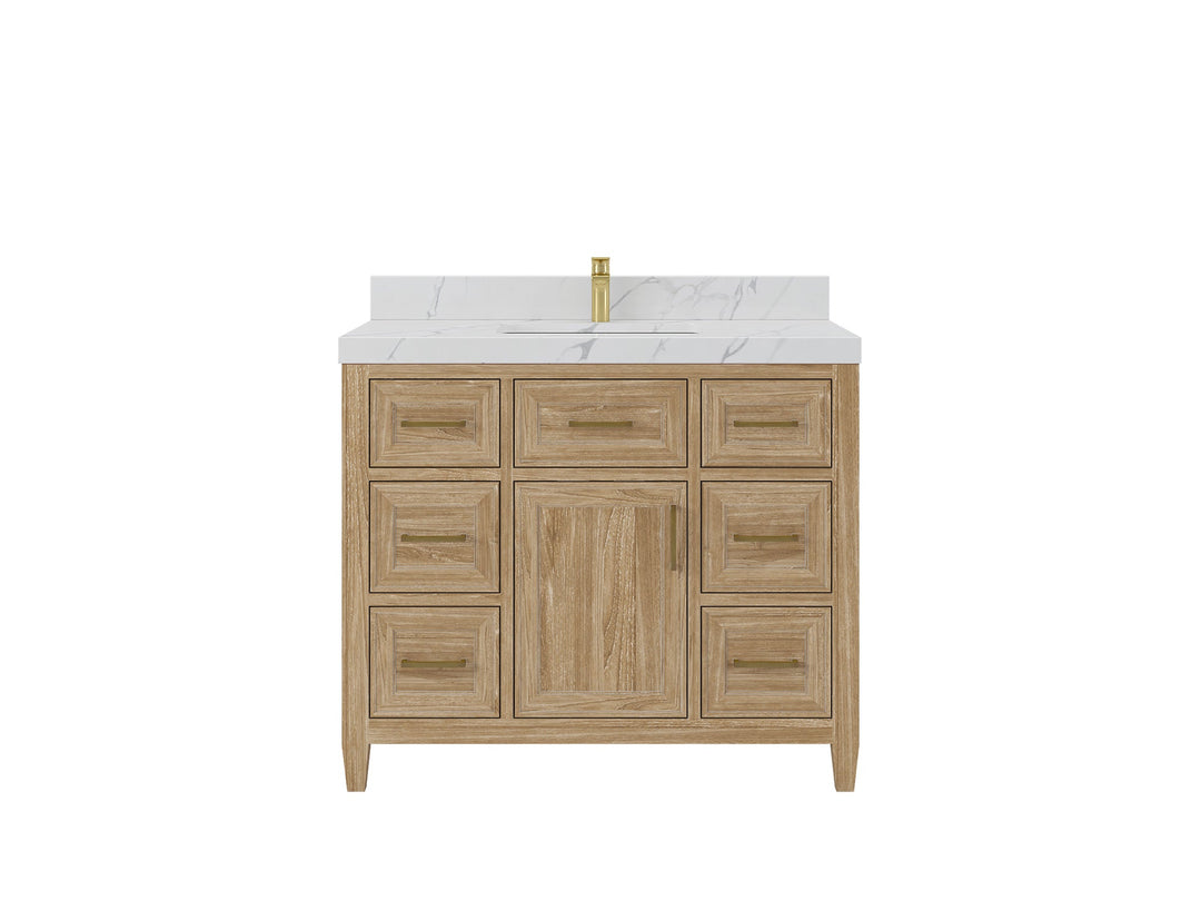 Santa Monica Teak Wood 42 in. W x 22 in. D Single Sink Bathroom Vanity - Willow Bath and Vanity