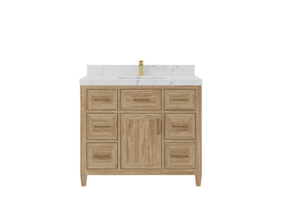 Santa Monica Teak Wood 42 in. W x 22 in. D Single Sink Bathroom Vanity - Willow Bath and Vanity