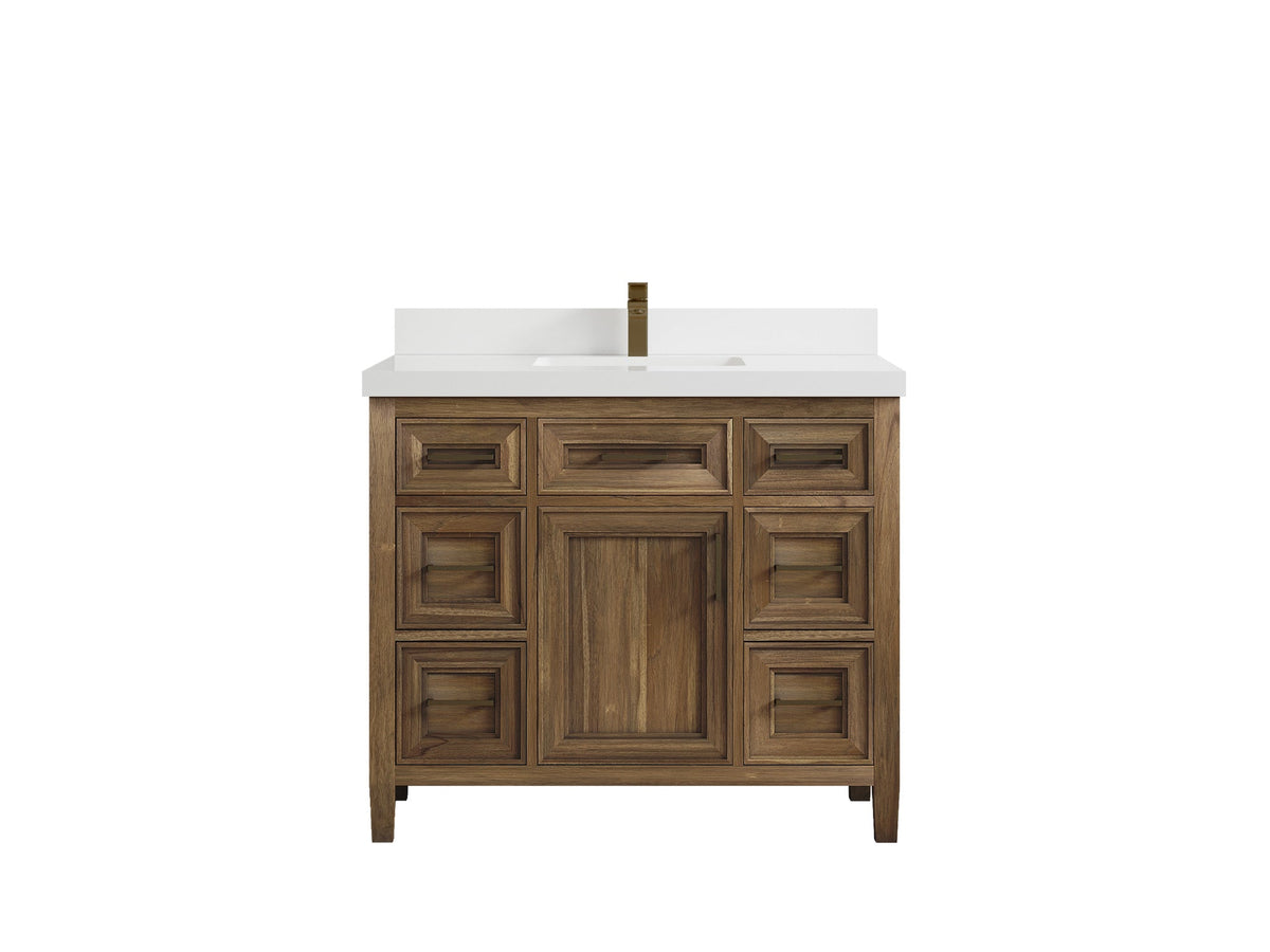 Santa Monica Teak Wood 42 in. W x 22 in. D Single Sink Bathroom Vanity - Willow Bath and Vanity