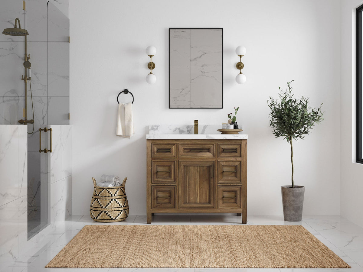 Santa Monica Teak Wood 42 in. W x 22 in. D Single Sink Bathroom Vanity - Willow Bath and Vanity