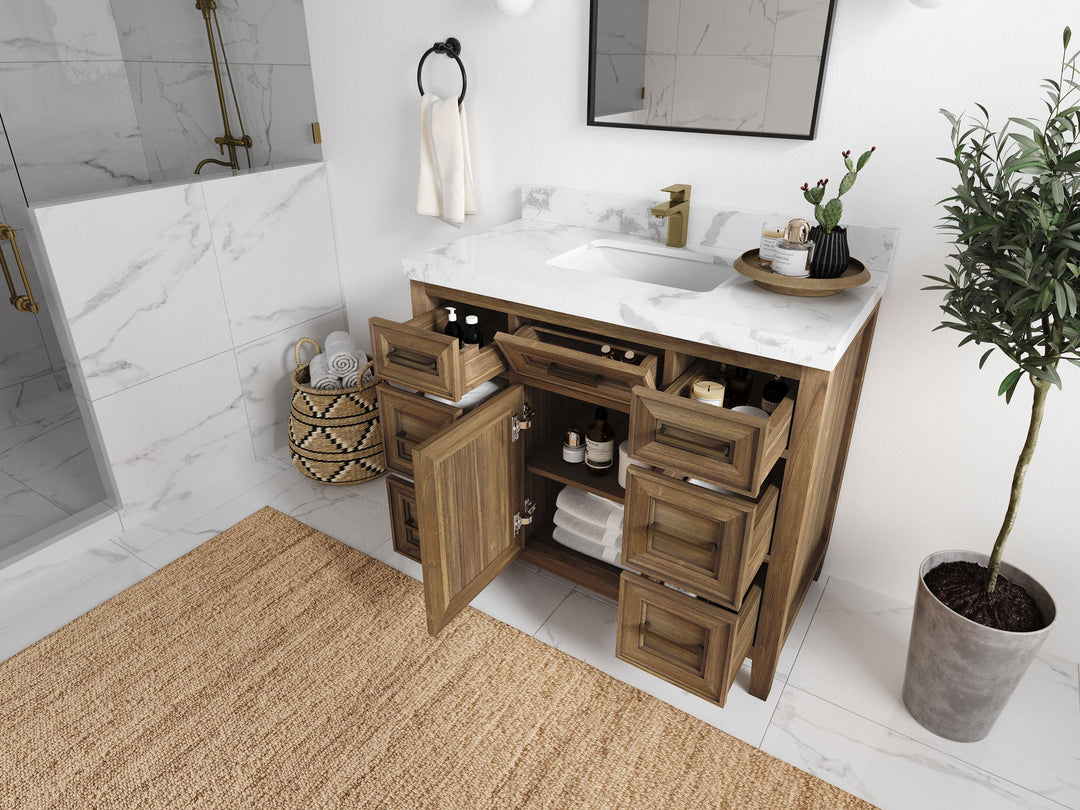 Santa Monica Teak Wood 42 in. W x 22 in. D Single Sink Bathroom Vanity - Willow Bath and Vanity