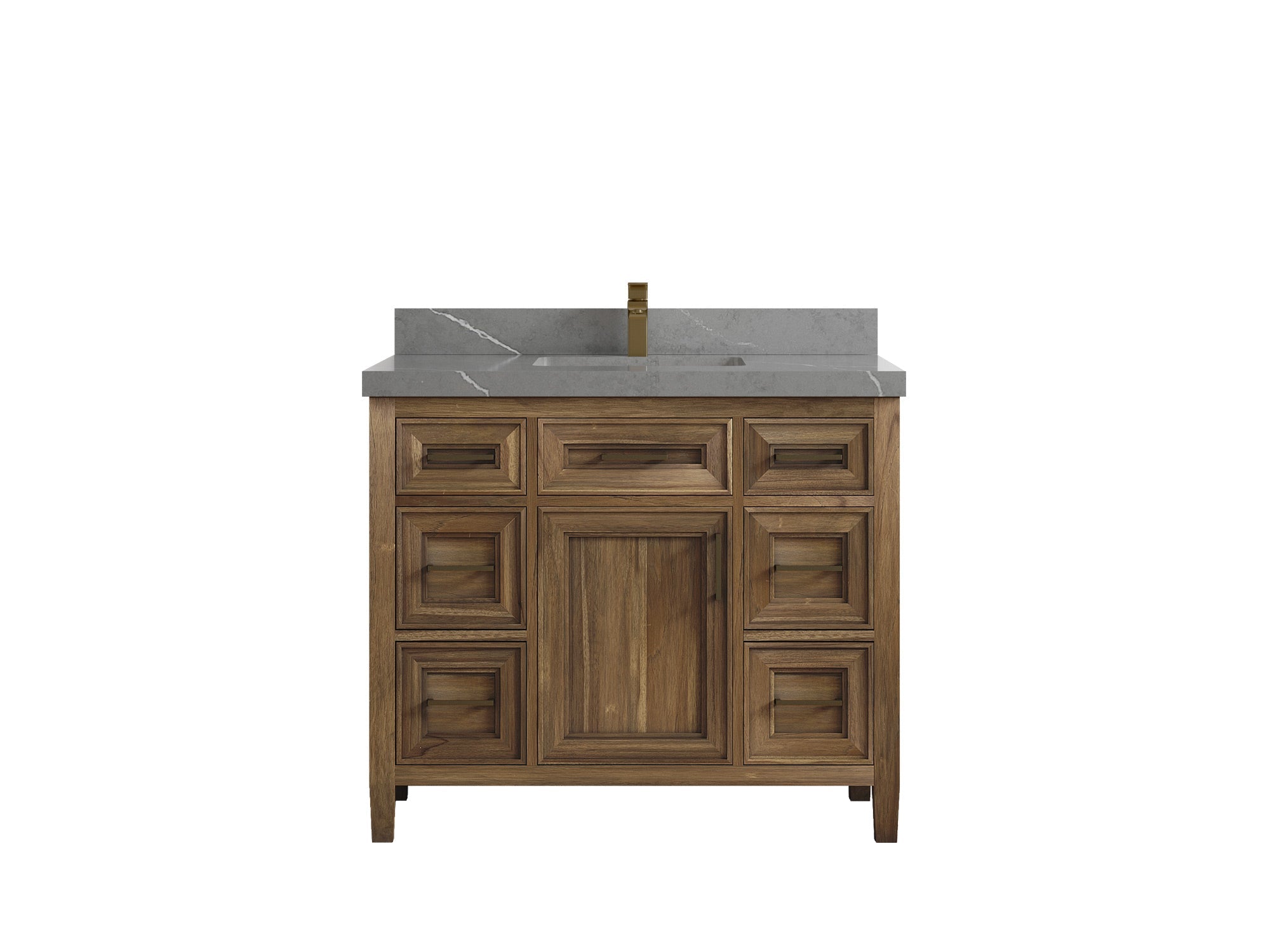 Santa Monica Teak Wood 42 in. W x 22 in. D Single Sink Bathroom Vanity - Willow Bath and Vanity