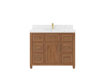 Santa Monica Teak Wood 42 in. W x 22 in. D Single Sink Bathroom Vanity - Willow Bath and Vanity