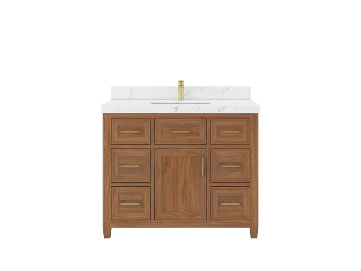 Santa Monica Teak Wood 42 in. W x 22 in. D Single Sink Bathroom Vanity - photo 1