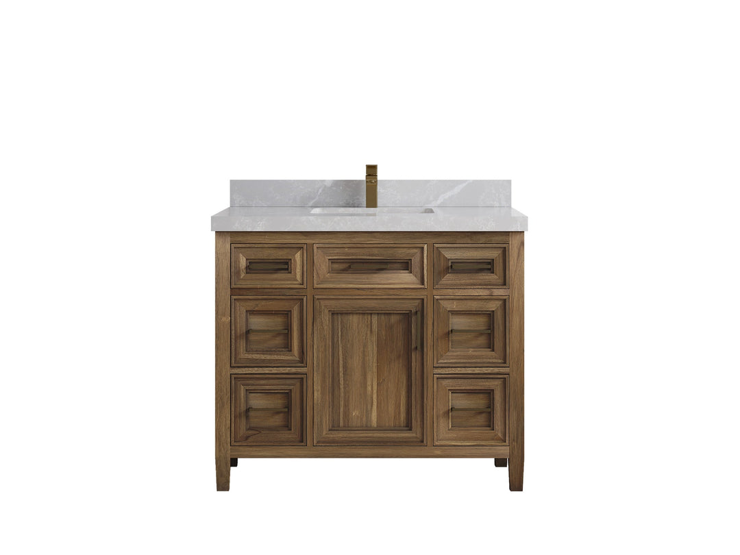 Santa Monica Teak Wood 42 in. W x 22 in. D Single Sink Bathroom Vanity - Willow Bath and Vanity