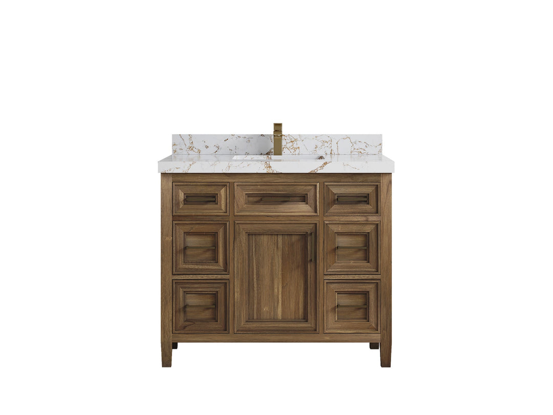 Santa Monica Teak Wood 42 in. W x 22 in. D Single Sink Bathroom Vanity - Willow Bath and Vanity