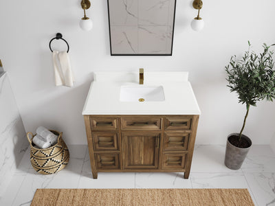Santa Monica Teak Wood 42 in. W x 22 in. D Single Sink Bathroom Vanity - Willow Bath and Vanity