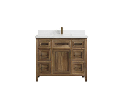 Santa Monica Teak Wood 42 in. W x 22 in. D Single Sink Bathroom Vanity - Willow Bath and Vanity