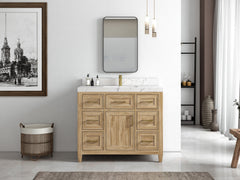 Santa Monica Teak Wood 42 in. W x 22 in. D Single Sink Bathroom Vanity - photo 4